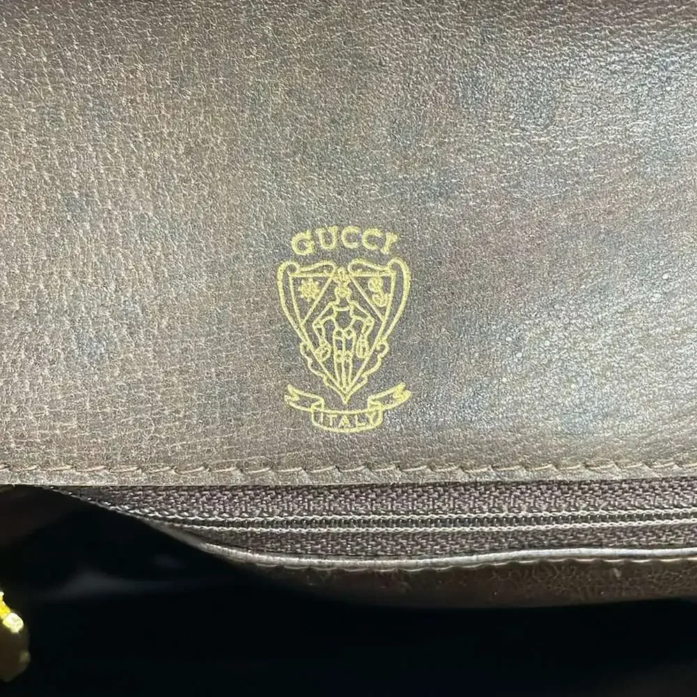 Gucci Old Gucci Shoulder Bag Beige Dark Brown PVC Leather - Picture 9 of 14